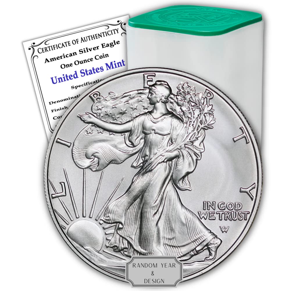 1986 - Present (Random Year) Lot of (10) 1 Ounce Silver American Eagle Coins Brilliant Uncirculated (Type 1 or 2) in Original United States Tube with Certificates of Authenticity $1 Seller BU