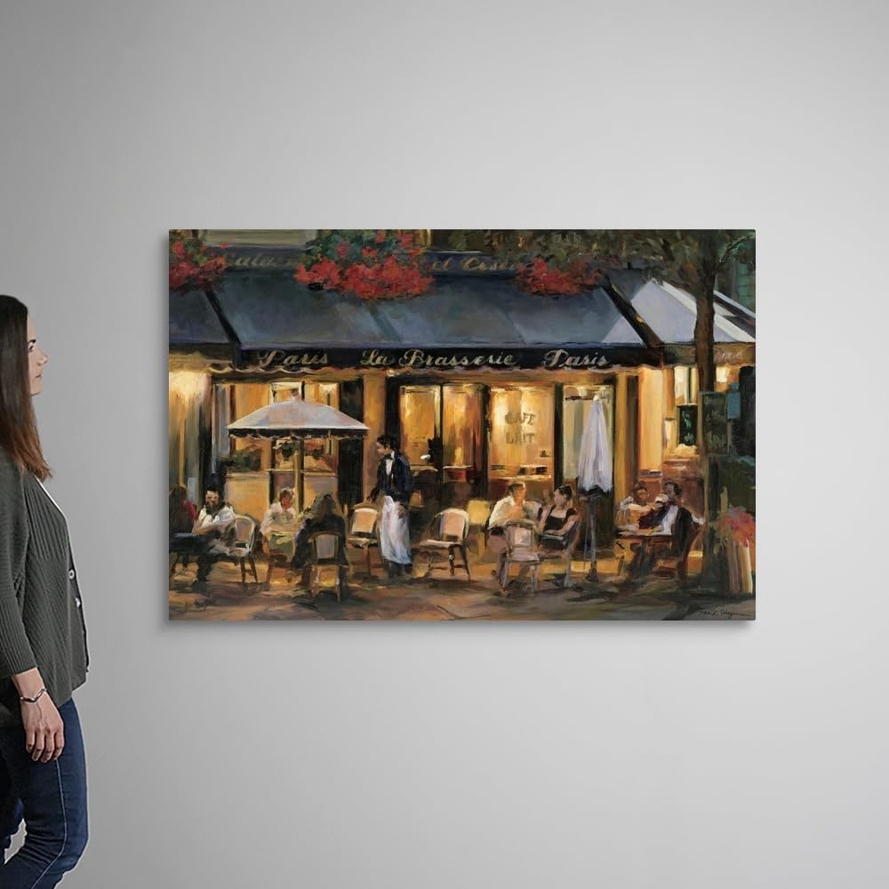 CANVAS ON DEMAND La Brasserie Canvas Wall Art Print by Marilyn Hageman, Traditional, Home Decor, Street Scene, Nature Artwork, 60' x40in