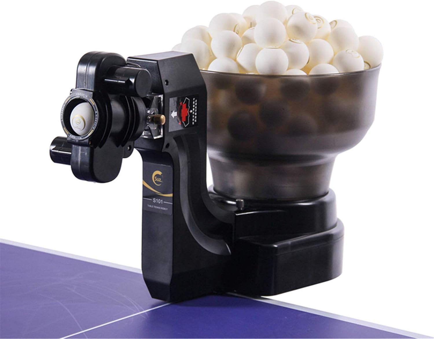 Suz S101 Ping Pong Machine with 100balls for Solo Training & Coaching | Installed in minutes,Adjust Spin/Speed,reasonably priced,helps build muscle memory for hitting shots,improved skills