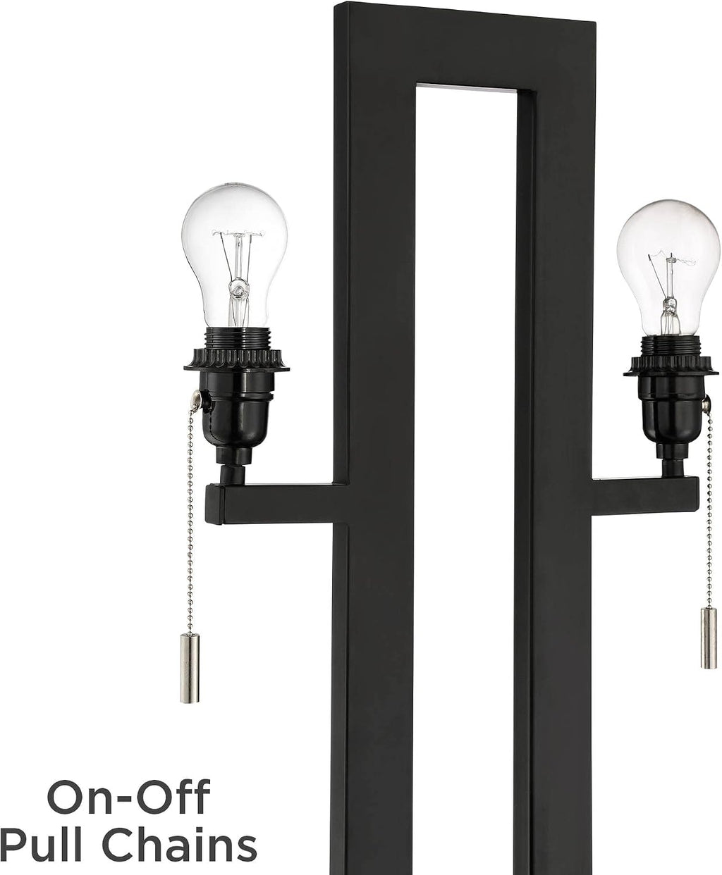 360 Lighting Neil 26' High Rectangular Rustic Modern Table Lamps Set of 2 USB Port Pull Chain Black Metal White Shade Living Room Charging Bedroom Bedside Nightstand House Office Entryway