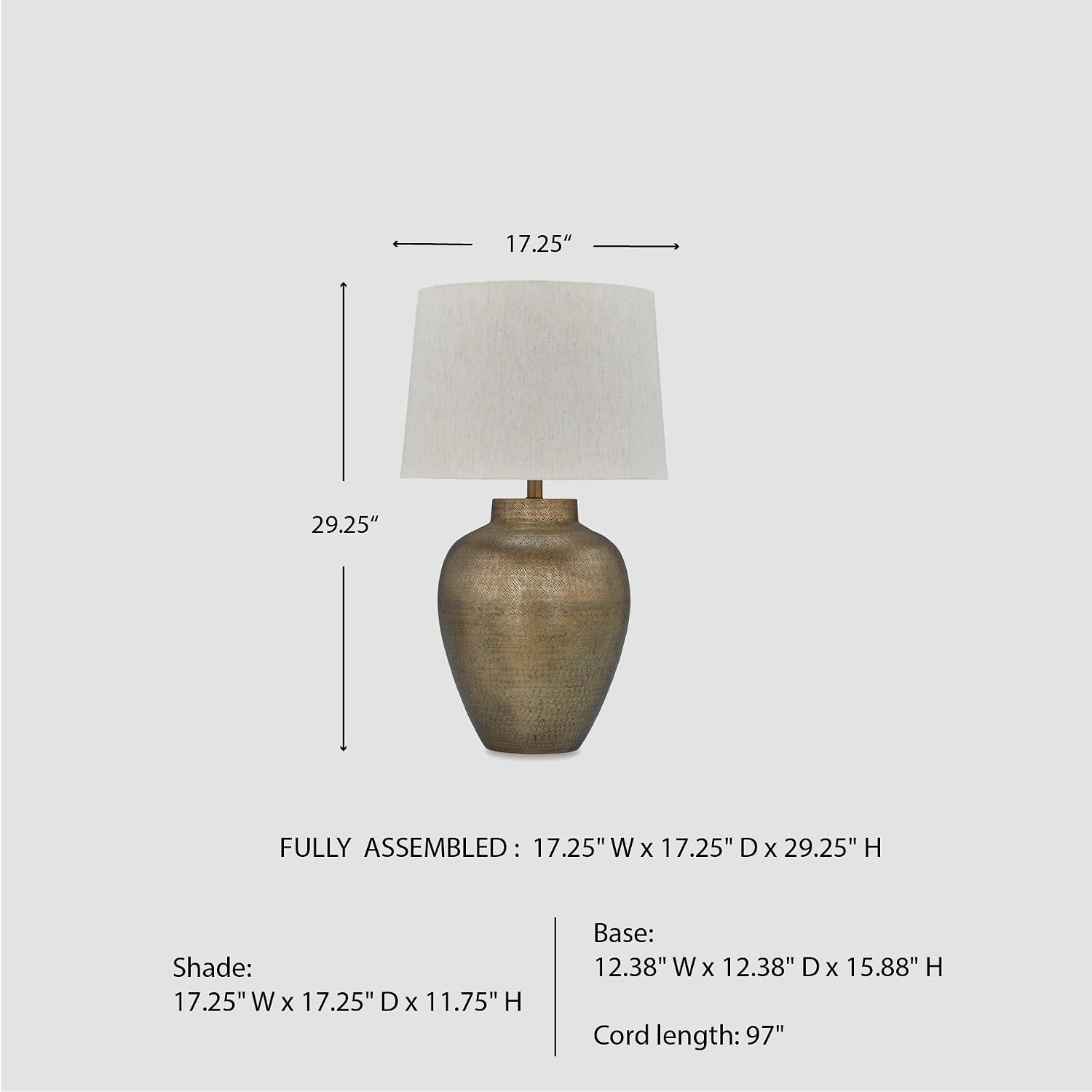 Signature Design by Ashley Madney Contemporary Aluminum Table Lamp with 3-Way Switch, Metallic & Beige