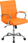 Flash Furniture Vivian Mid-Back Orange Vinyl Executive Swivel Office Chair with Chrome Base and Arms