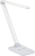 Safco LED Desk Lamp with Built-in Wireless Charging Pad, USB Port, Dimmable, Pivoting Neck, White 1009WH 16'x5'x16.75'