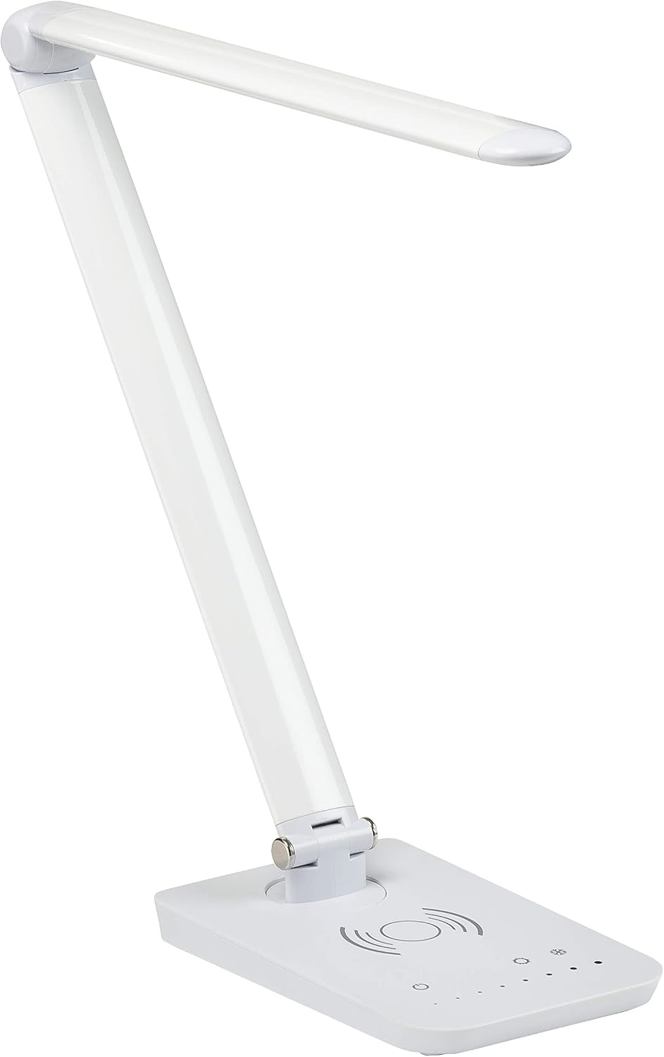 Safco LED Desk Lamp with Built-in Wireless Charging Pad, USB Port, Dimmable, Pivoting Neck, White 1009WH 16'x5'x16.75'