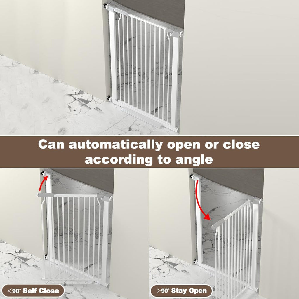 41' Extra Tall and Wide Baby Gate, 68.5-72.2'' Wide Pet Cat Gate for Doorway, Extra Wide Pressure Mounted Child Door with Expansion Kit, Metal Safe Gate, Tall Dog Gate, White