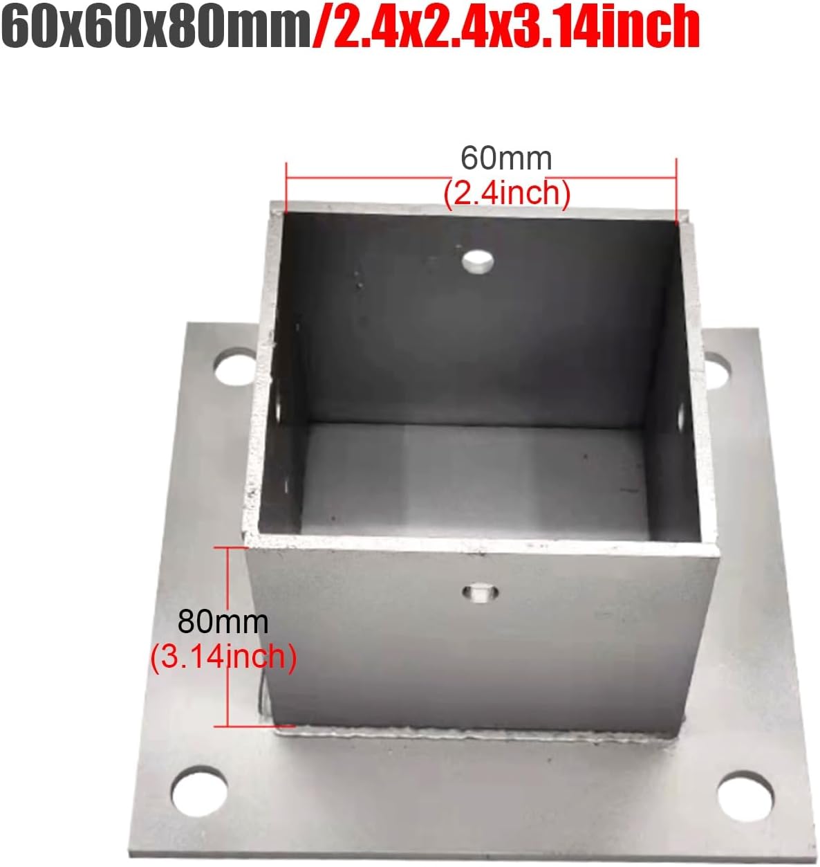 2pcs Wood Fence Post Base Support Bracket - Stainless Steel Concrete Post Anchor for Deck Railing, Vinyl Fence, Mailbox(60x60mm)
