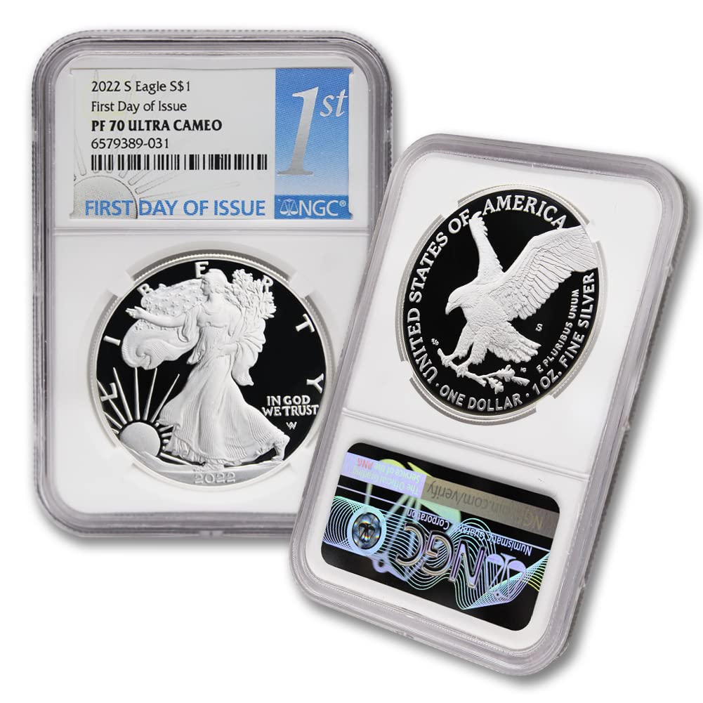2022 S 1 oz Proof American Silver Eagle PF-70 Ultra Cameo Coin (First Day of Issue) $1 NGC PF70UCAM