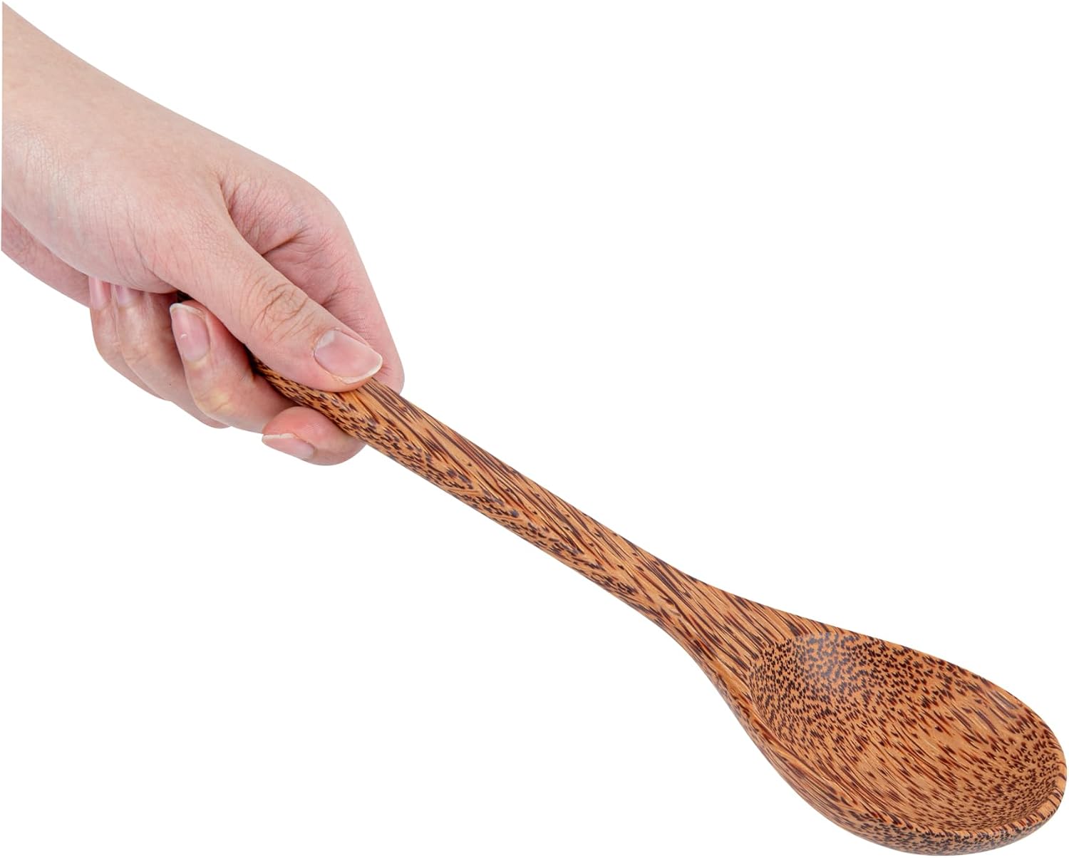 Restaurantware Serving Spoons, 10.75 Inch Pack of 10 Handmade Greaseproof Coconut Spoons for Serving, Wooden Serving Spoon with Lacquered Finish for Appetizers, Desserts, Buffet