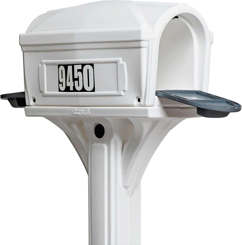 American Home by Simplay3 Premium Dig-Free Easy Up Classic Mailbox and Post Combination in White, Above Ground Mailbox
