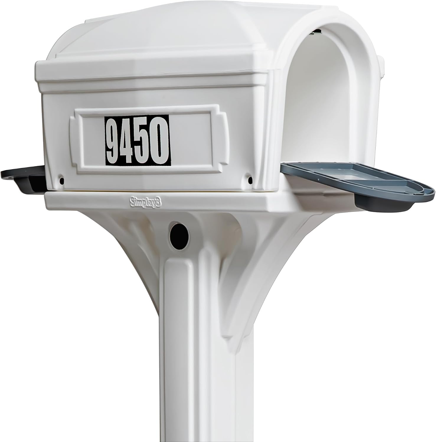 American Home by Simplay3 Premium Dig-Free Easy Up Classic Mailbox and Post Combination in White, Above Ground Mailbox