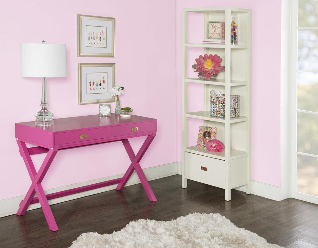 Linon PG138RSP01U Linon Home Decor Peggy Raspberry Pink Writing Desk Desk, Raspberry Pink, 44'W x 20'D x 30'H