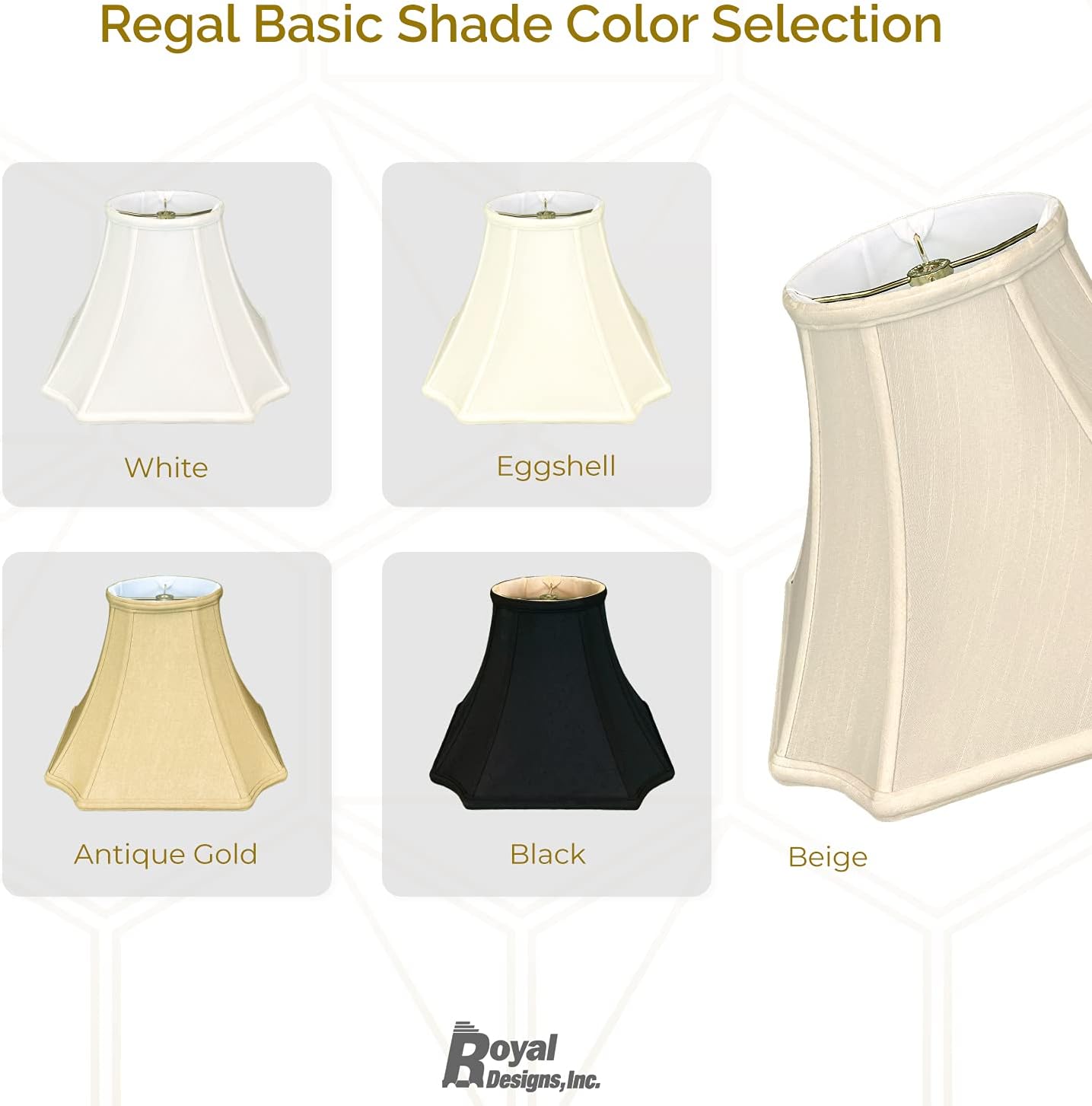 Royal Designs Square Inverted Cut Corner Basic Lamp Shade, Beige, 9 x 20 x 14