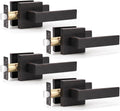 KNOBWELL 4 Pack Bronze Lever Door Handle Passage Door Knob, Heavy Duty Square Door Knob for Closet Hallway Without Lock