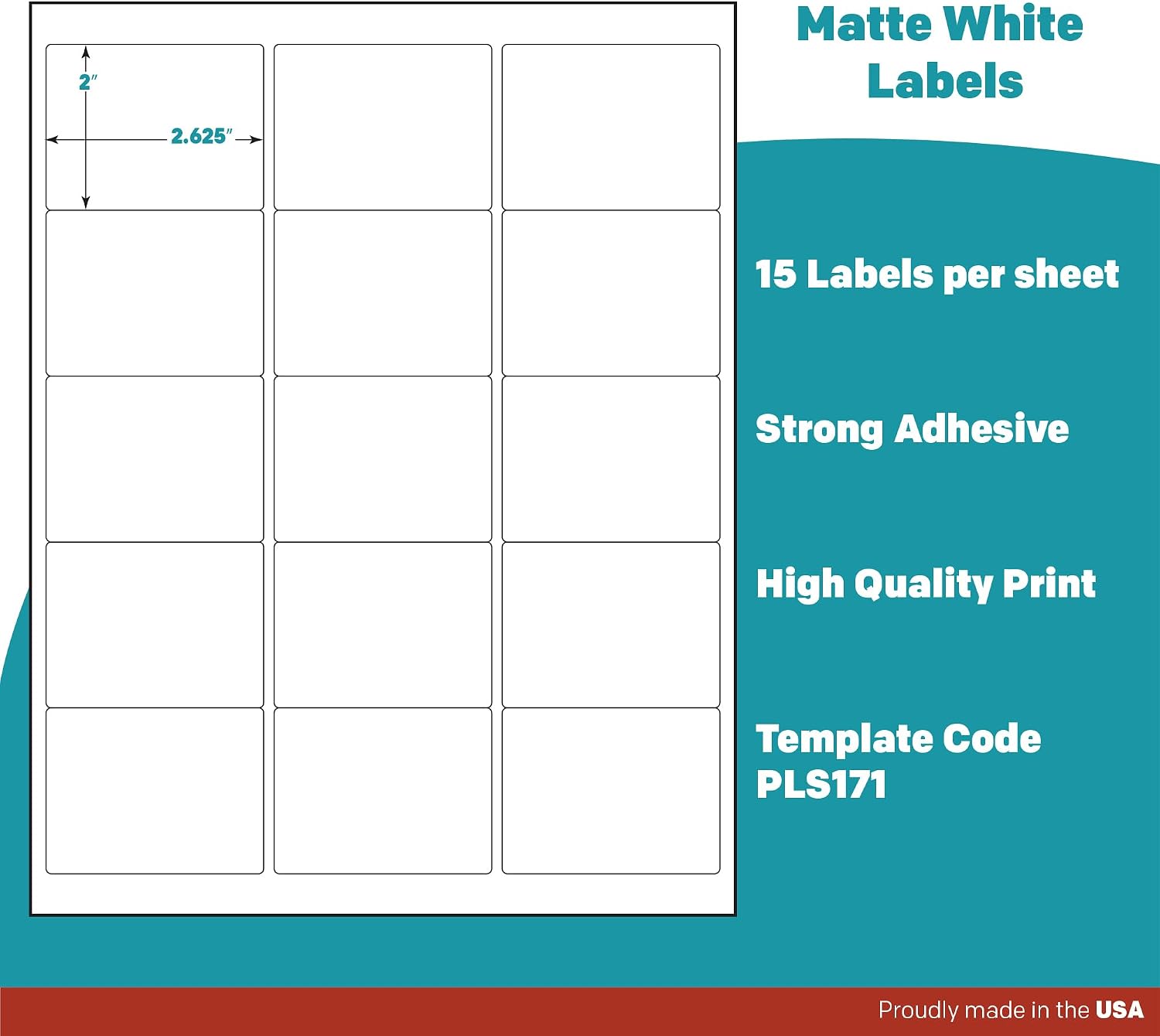 Premium Label Supply White Sticker Labels – 2.625' x 2' – Laser/Inkjet Compatible – (15 per Sheet), 2000 Sheets – 30,000 Total Adhesive Labels