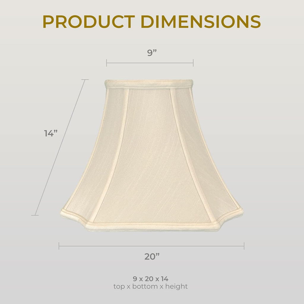 Royal Designs Square Inverted Cut Corner Basic Lamp Shade, Beige, 9 x 20 x 14