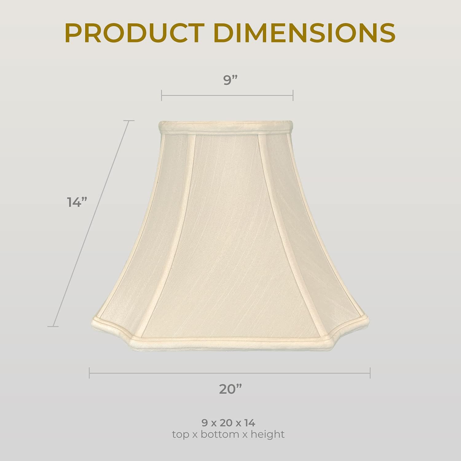 Royal Designs Square Inverted Cut Corner Basic Lamp Shade, Beige, 9 x 20 x 14