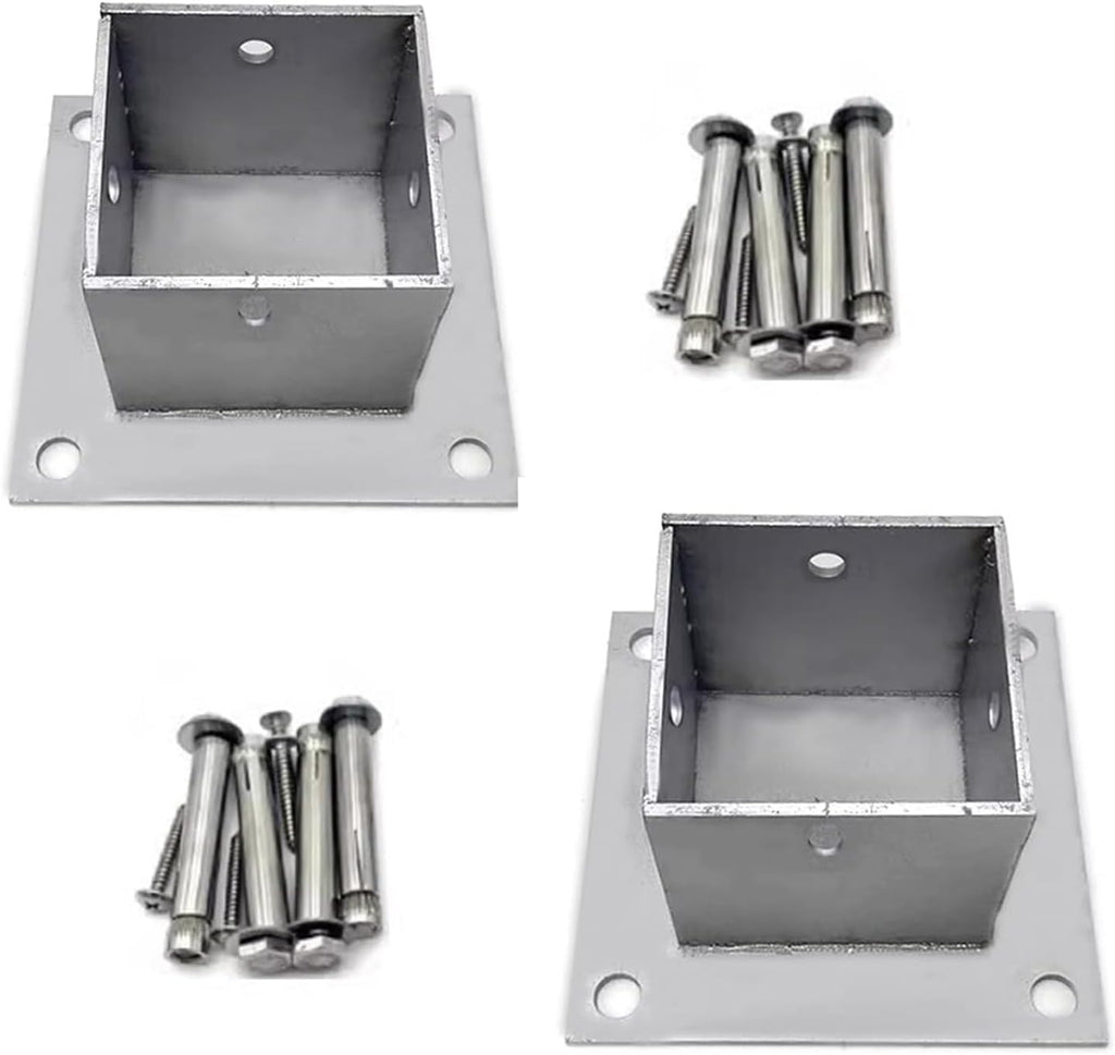 Post Holder Base Bracket, Square Fence Post Anchor for Concrete Ground, Concrete Ground Holder for Pergola, Mailbox Post and Railing Support(2 Pcs)(1.6×1.6In/40×40Mm)