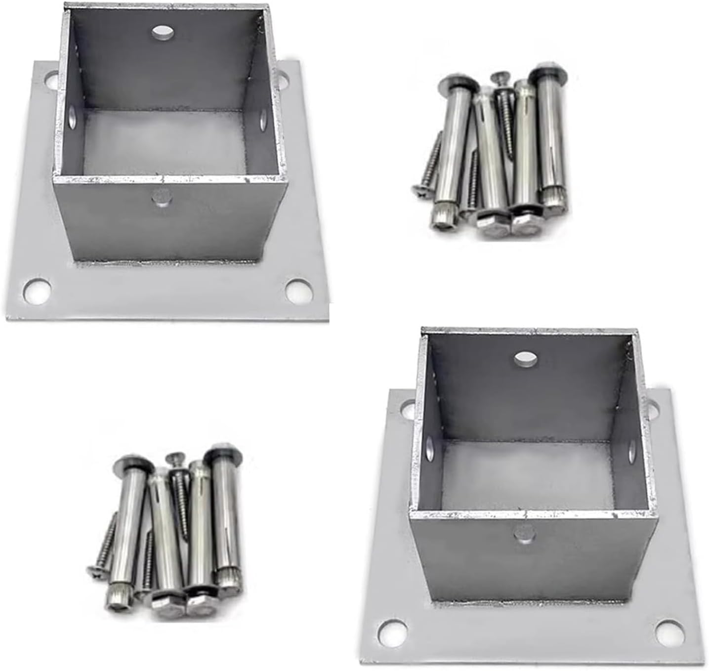 Post Holder Base Bracket, Square Fence Post Anchor for Concrete Ground, Concrete Ground Holder for Pergola, Mailbox Post and Railing Support(2 Pcs)(1.6×1.6In/40×40Mm)