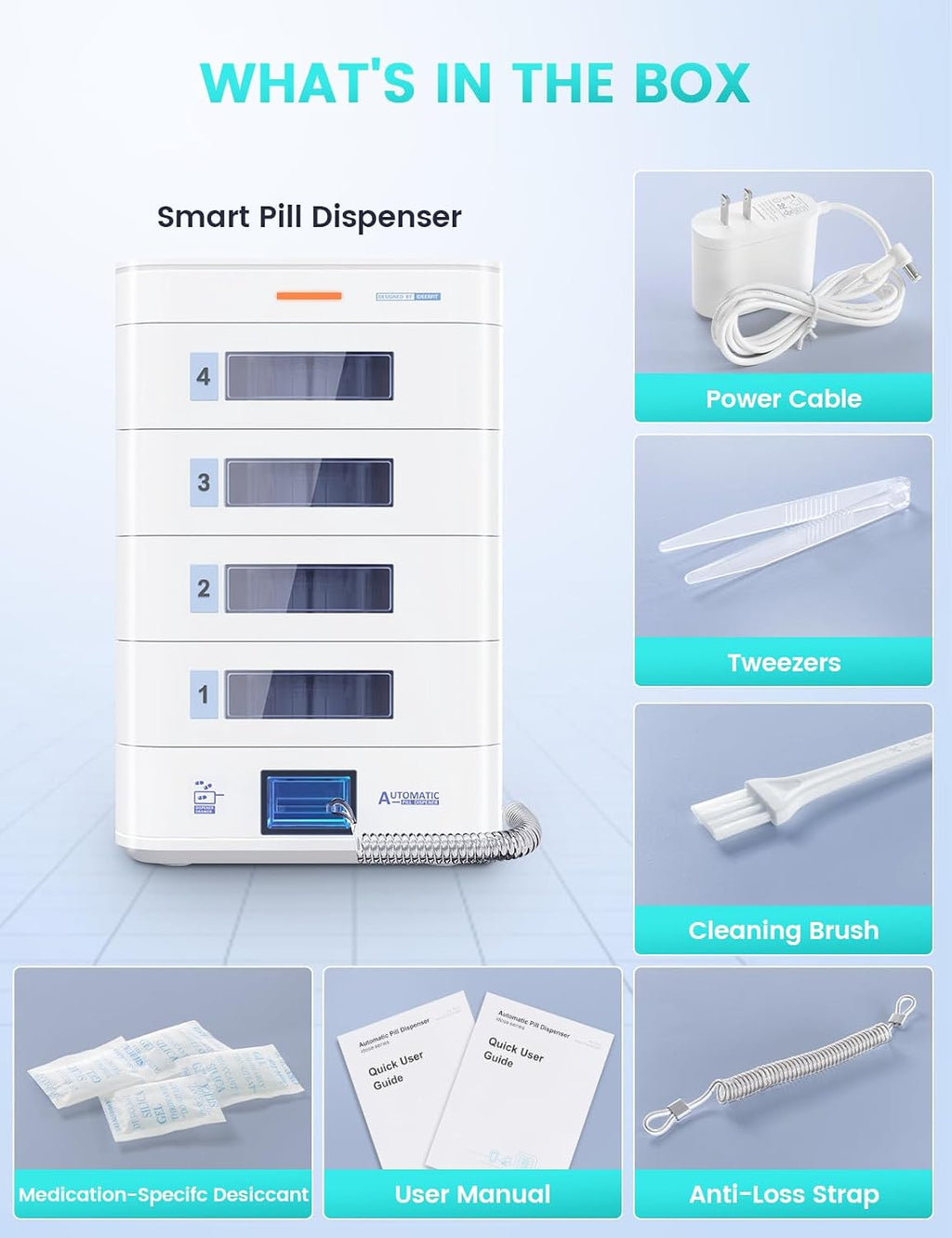 42-Day(1X) Automatic Pill Dispenser (Expandable Tray) – App & On-Device Setup by Family, LCD Display, Digital Lock, Sound & Light Alerts –Safe Medication Organizer for Dementia Seniors (3-Tray, White)