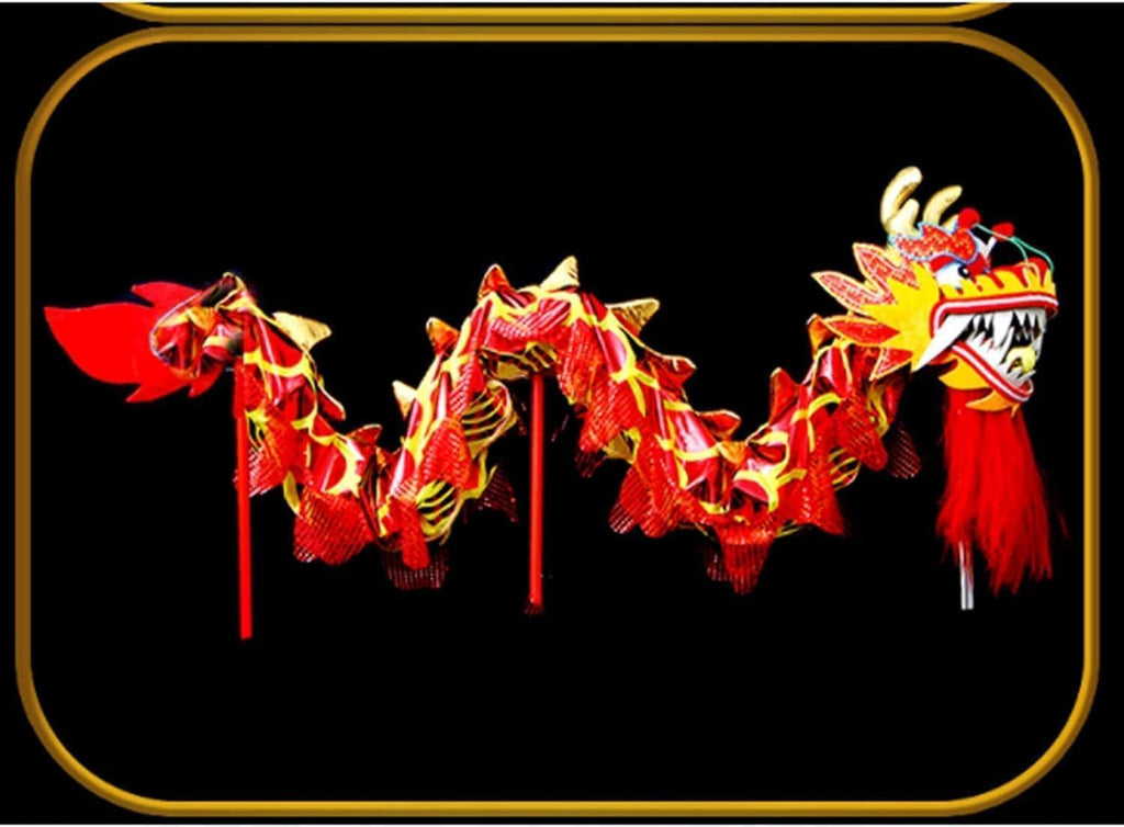 Traditional Dragon Lion Dance 5m/16.4ft Lion Dance Chinese Dragon Ribbon Streamer Silk for 6 Players Mascot Props Chinese New Year(Yellow)