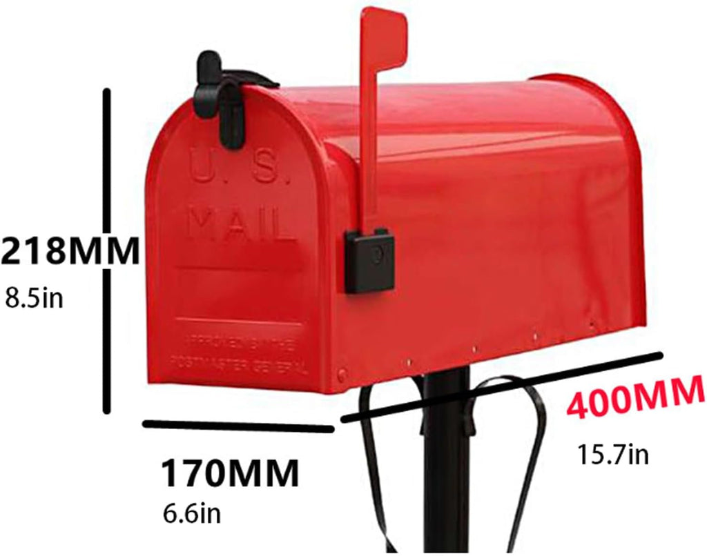 Post Mount Letterbox with Stand, Metal Outdoor Mailbox for Garden Park Villa Newspaper & Drop Box Delivery