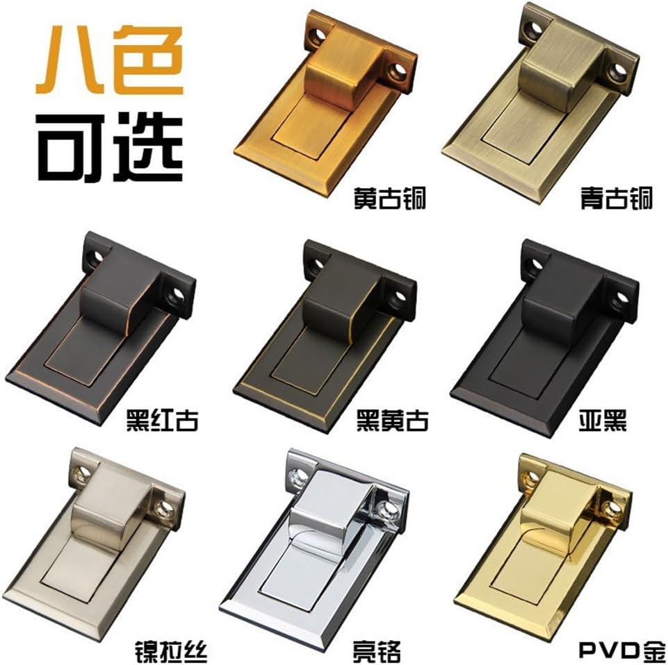 Fashion Invisible zinc Alloy Door Stopper Floor Mounted Door Blocker Simple Retro Door Stopper Floor Stopper,Yellow Bronze,5PCS