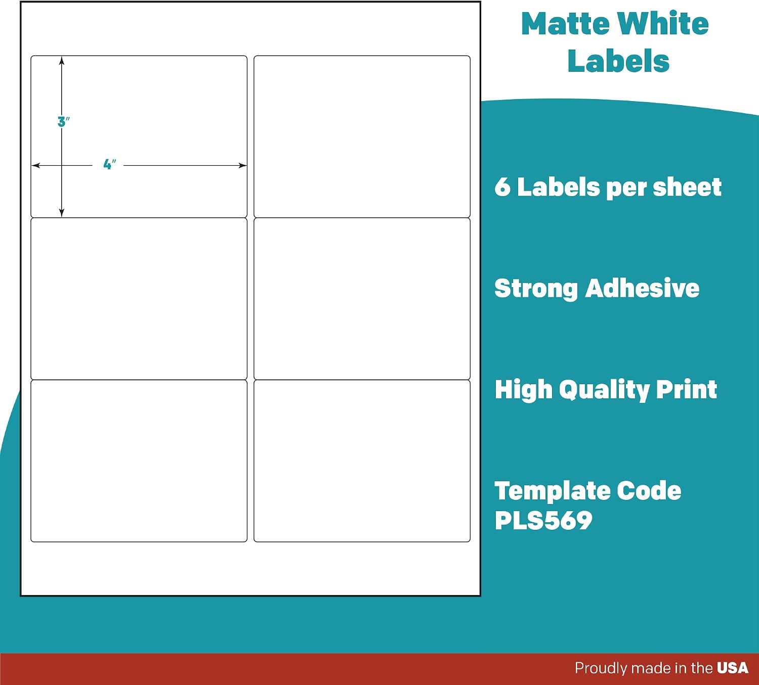Premium Label Supply White Sticker Labels – 4' x 3' – Laser/Inkjet Compatible – (6 per Sheet), 2000 Sheets – 12,000 Total Adhesive Labels