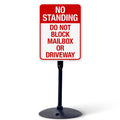 No Standing Do Not Block Mailbox Or Driveway Sign, 18x24 Inches, 3M EGP Reflective with Post & Cast Iron Base Stand Set Made in USA by Sigo Signs