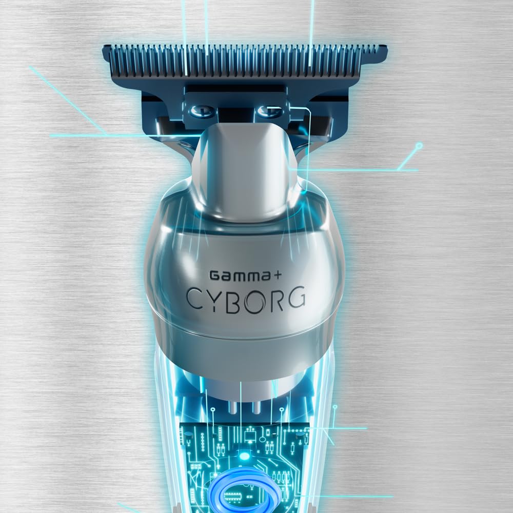 GAMMA+ Cyborg Professional Metal Cordless Ergonomic Hair Clipper Trimmer with Digital Brushless Motor
