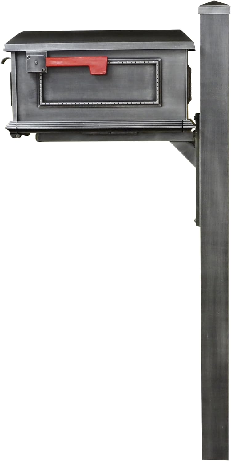 Special Lite Traditional Curbside Mailbox with Wellington Post - Swedish Silver Aluminum Mailbox with Post - SCT1010_SPK720-SW