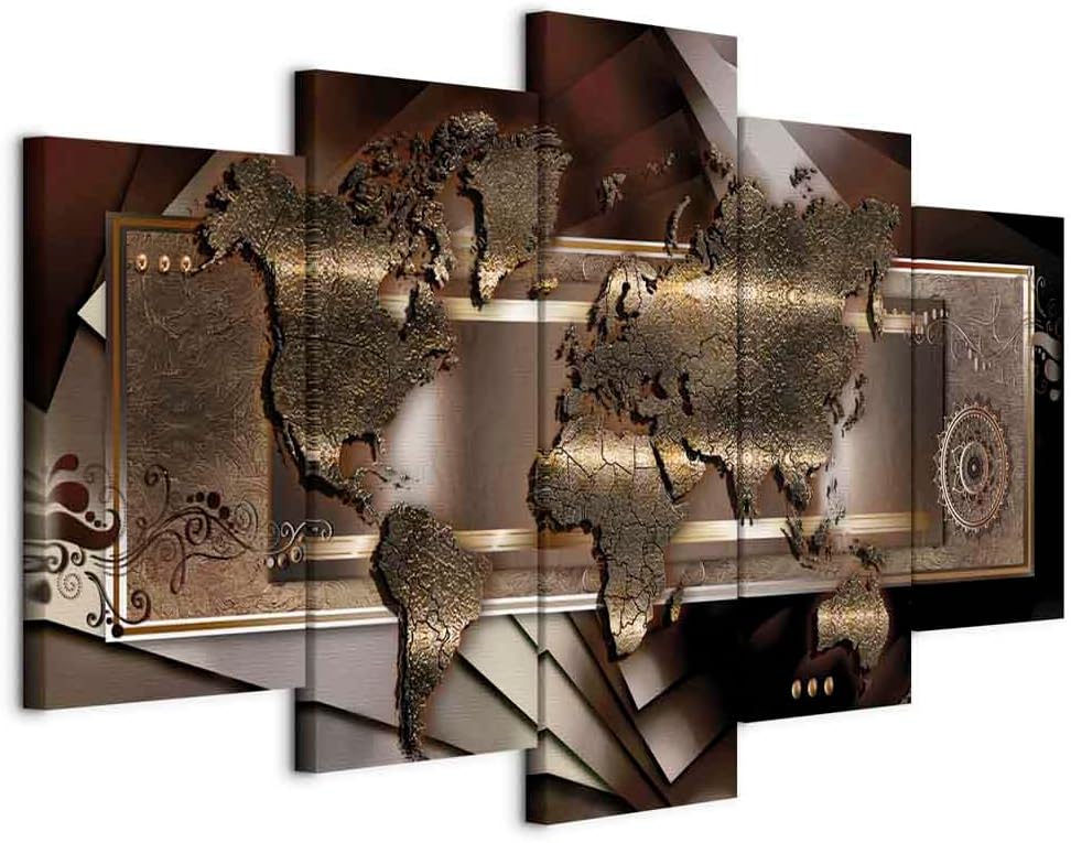 artgeist Canvas Wall Art Print World Map 59x30 in - 5pcs Home Decor Framed Stretched Picture Photo Painting Artwork Image k-A-0013-b-o