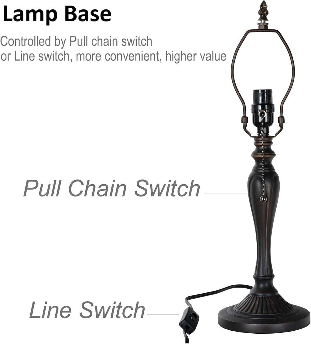 TL0015 Tiffany Table Lamp, Blue Baroque Stained Glass Shade, W12×OH21.5in, LED Bulb Included, for Bedroom Living Room (Blue Baroque)