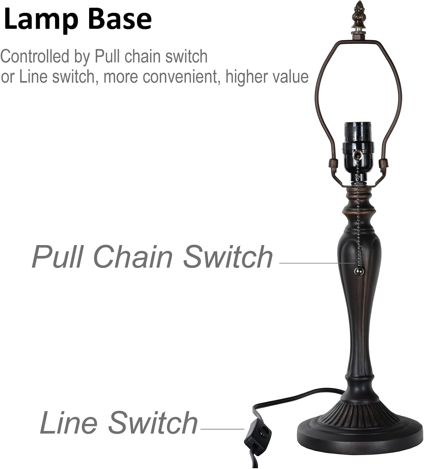 TL0003 Tiffany Table Lamp Bedside Stained Glass Lamp Blue Baroque Reading Desk Light 12X21.5 Inches for Bedroom Living Room Home Office,Vintage Look Handcrafted Accent Décor