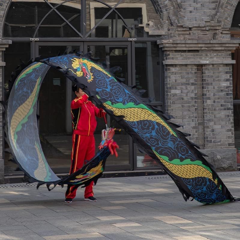 LIOONS Colourful Dragon Dance for Adults Traditional 3D Dragon Poi Silk Flowy Shaking & Flinging Chinese Dragon Ribbon Streamer