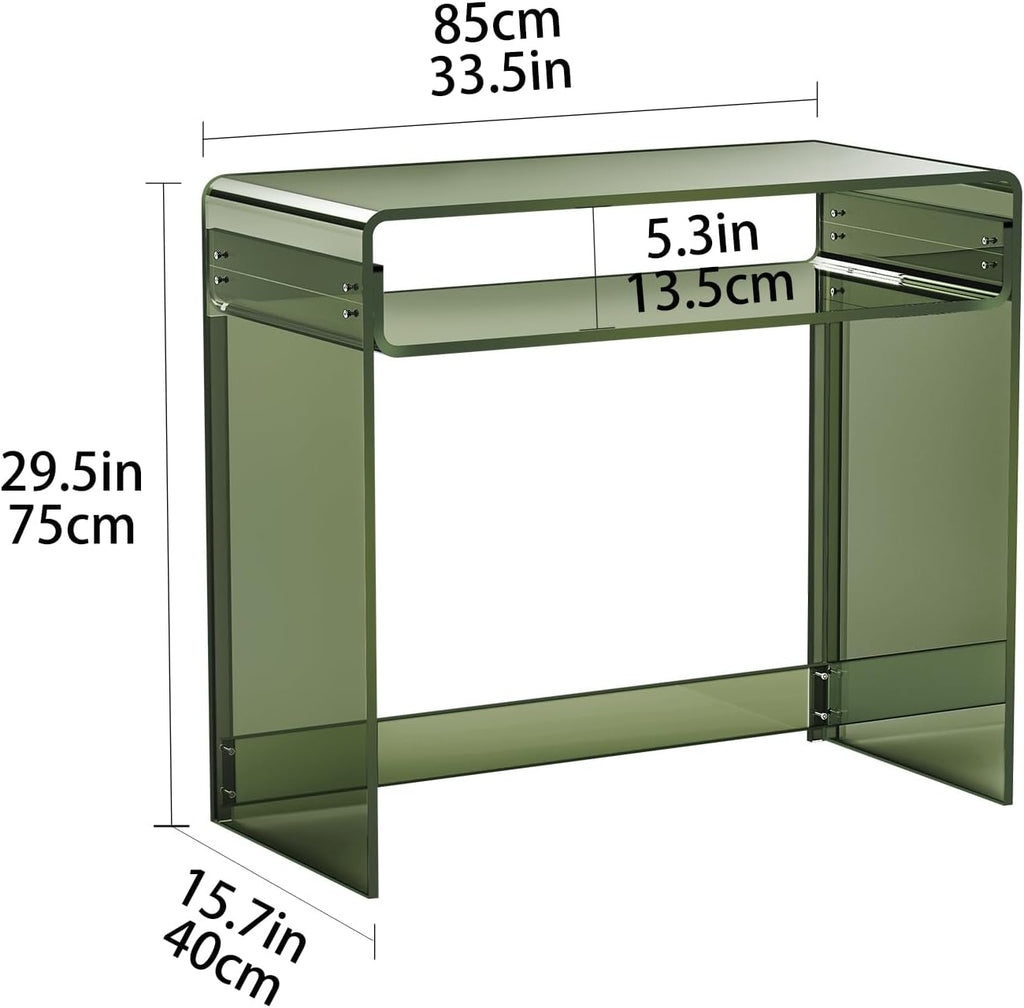 Acrylic Desk Laptop Workstation Study Table Home Office Console Table Entrance Tables Decor (Green)