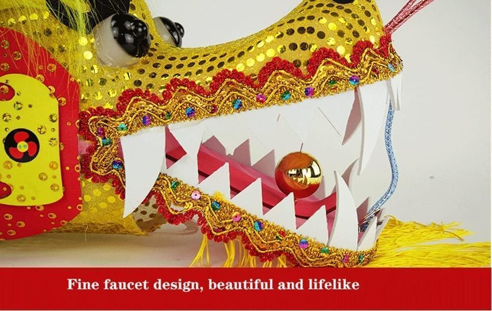 Lion Dance 3D Colorful Dragon Dance Streamer Silk Lion with Travel Bag and Rope Outodor Fitness Ribbon Dragon Dances Costume(B)