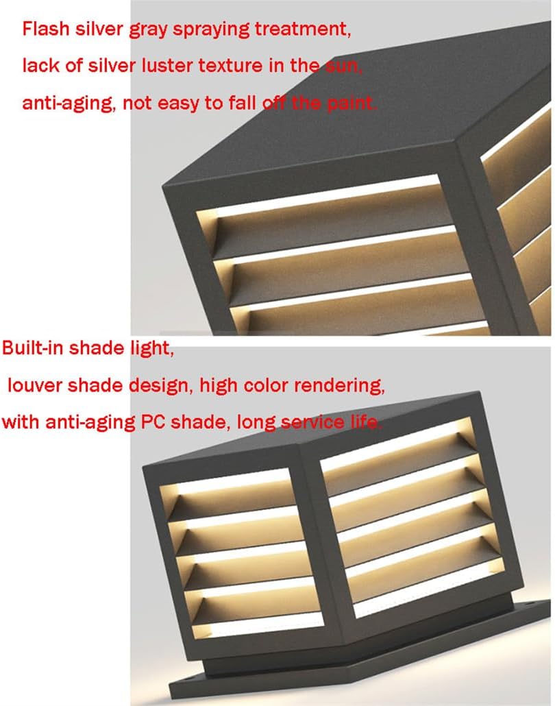 Modern Outdoor Metal Frame Column Cap Lamp for 4X4 Wooden Posts Unique Exterior Post Fixture for Garden Backyard and Porch.,25cm