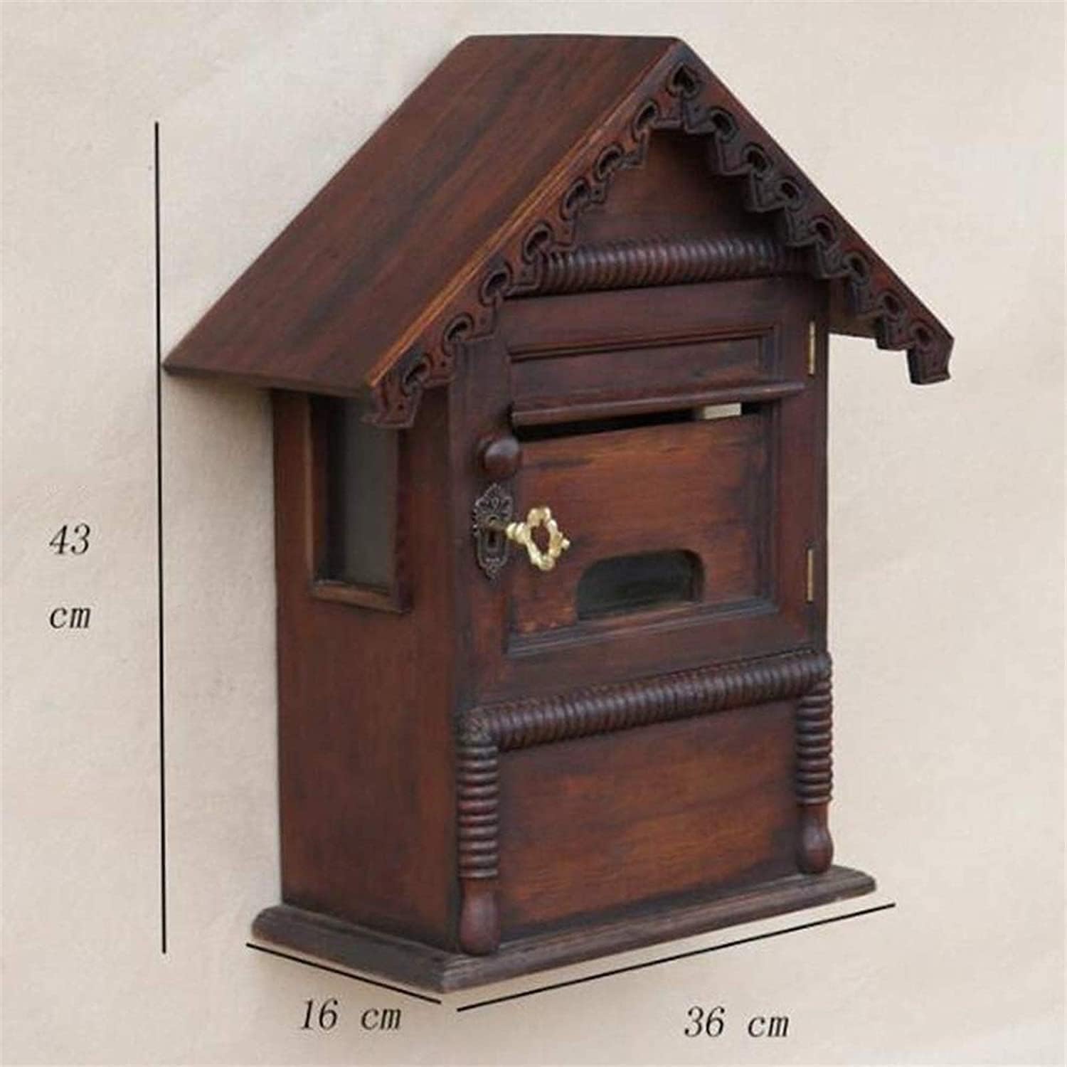 Wall-Mounted Mailbox, Wooden Post Box, Mailboxes Wall Mounted, Easy to Install, Suitable for Villa, Outdoor, School, Family