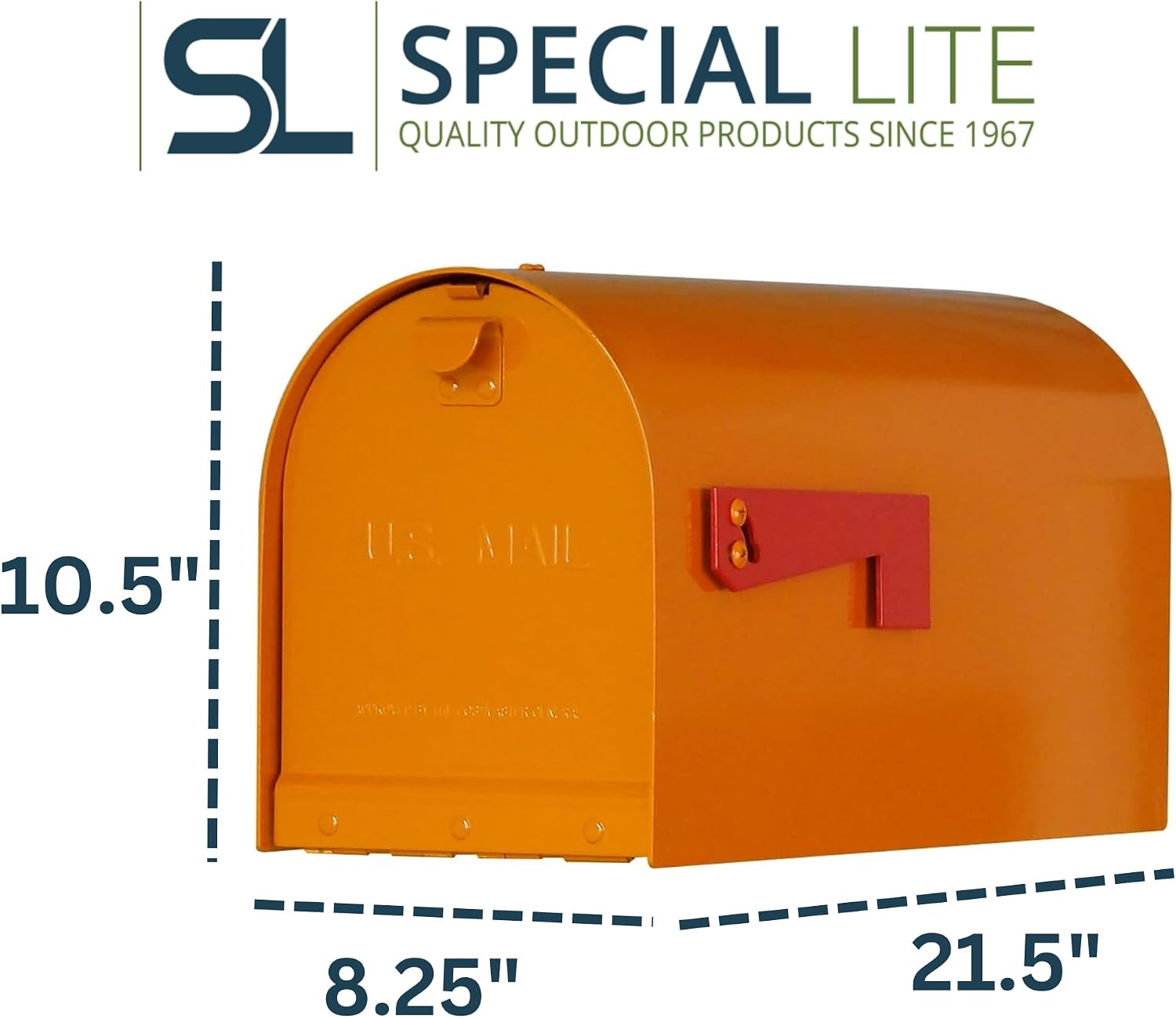 Special Lite Rigby Curbside Mailbox - Orange Aluminum Mailbox for Post Mount - SCR-1016A-ORG