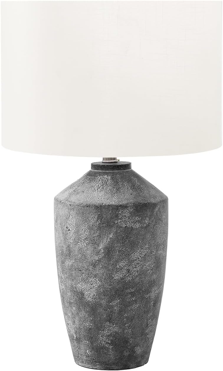 Monarch Specialties I 9890 Lighting, 25' H, Table Lamp, Grey Concrete, Ivory/Cream Shade, Contemporary, Modern