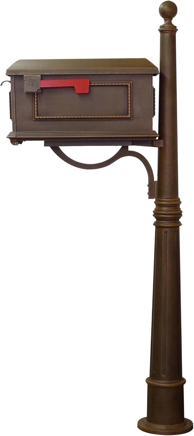 Special Lite Traditional Curbside Mailbox with Ashland Post - Copper Mailbox with Aluminum Post - SCT-1010_SPK-600-CP