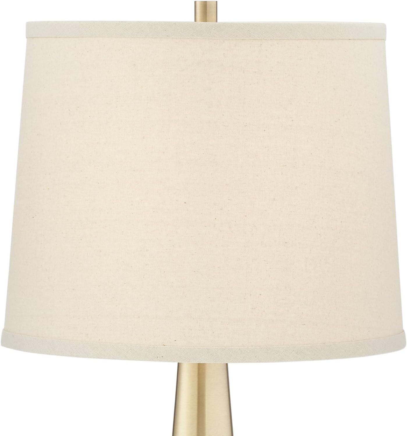 360 Lighting Karla 25' Tall Set of 2 Modern Table Lamps with USB Ports A+C Charging Brass Gold Metal Beige Fabric Drum Shade for Bedroom Living Room House Desk Bedside Nightstand Office Family