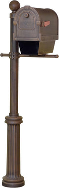 Special Lite Savannah Curbside Mailbox with Paper Tube with Fresno Post- Copper Aluminum Mailbox with Post - SCS2014-SPK592-CP