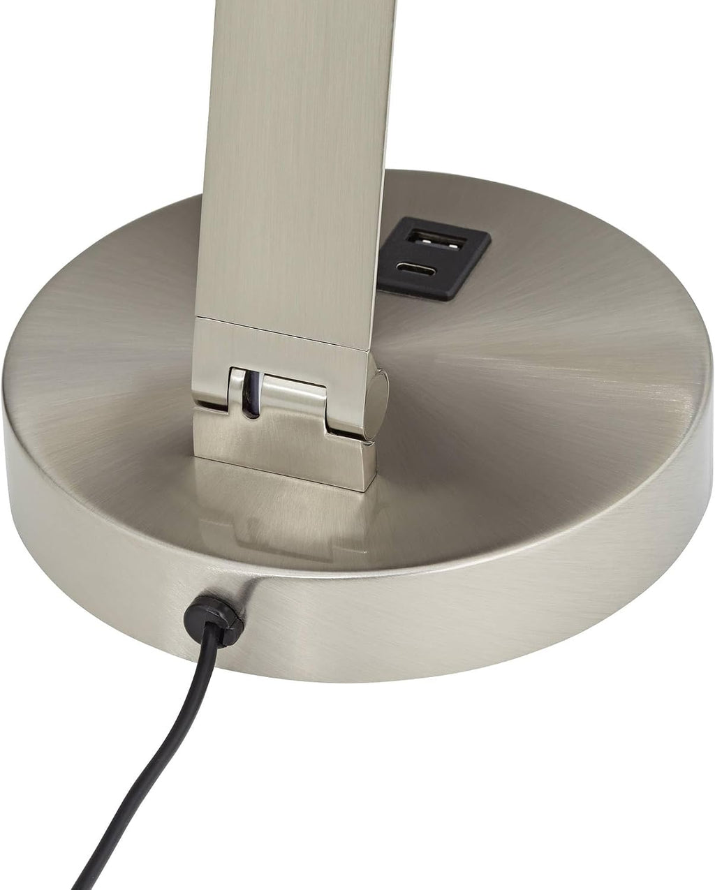 Possini Euro Design Kobie 21 3/4' High Single Modern Metal Desk Lamp Adjustable Height LED USB Port Silver Nickel Finish Family Office Living Room Charging Bedroom Bedside Nightstand House