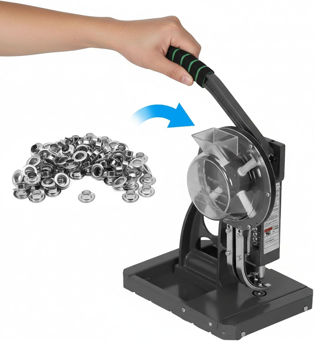 Semi Automatic 8mm Puncher Eyelet Feeding Tool Banner Tarpaulin Eyelet Press Punching Machine for Fabric Leather Banners DIY Projects