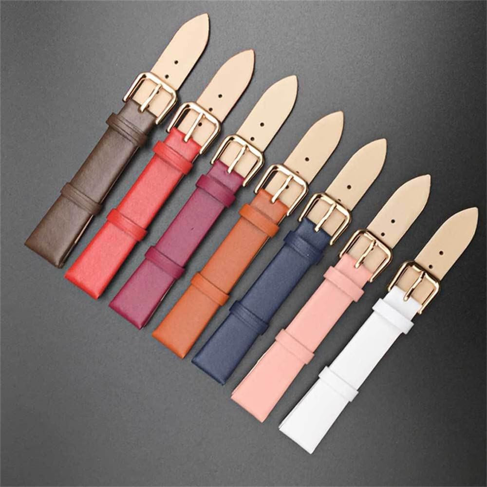 LeatherFor Women Men 12mm 14mm 16mm 18mm 20mm 22mm Watch Band Straps Thin Watch Bracelet Watch Accessories coffee 2 12mm