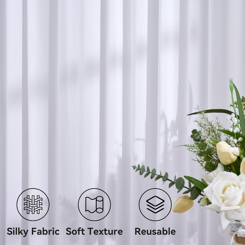50ft x 15ft Long Backdrop Curtains for Wedding Parties, Wrinkle Free Polyester 10 Panels 15ft Long Photo Backdrop Drapes Back Drop Cloth Drapery for Birthday Photography Background Curtain