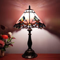 Tiffany Lamp Stained Glass Lamp 3 -Way Tiffany Style Antique Lamp Vintage Pink Baroque Style Bedside Table Light for Home Office (Included 3 Colors LED Bulb)