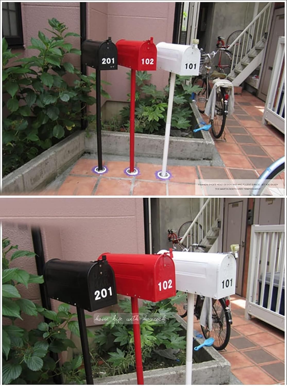 American Style Tall Mailboxes for Outside, Floor Stand Weatherproof Letter Storage Box, Drop Post Box for Townhouse/Garden(Color:C)