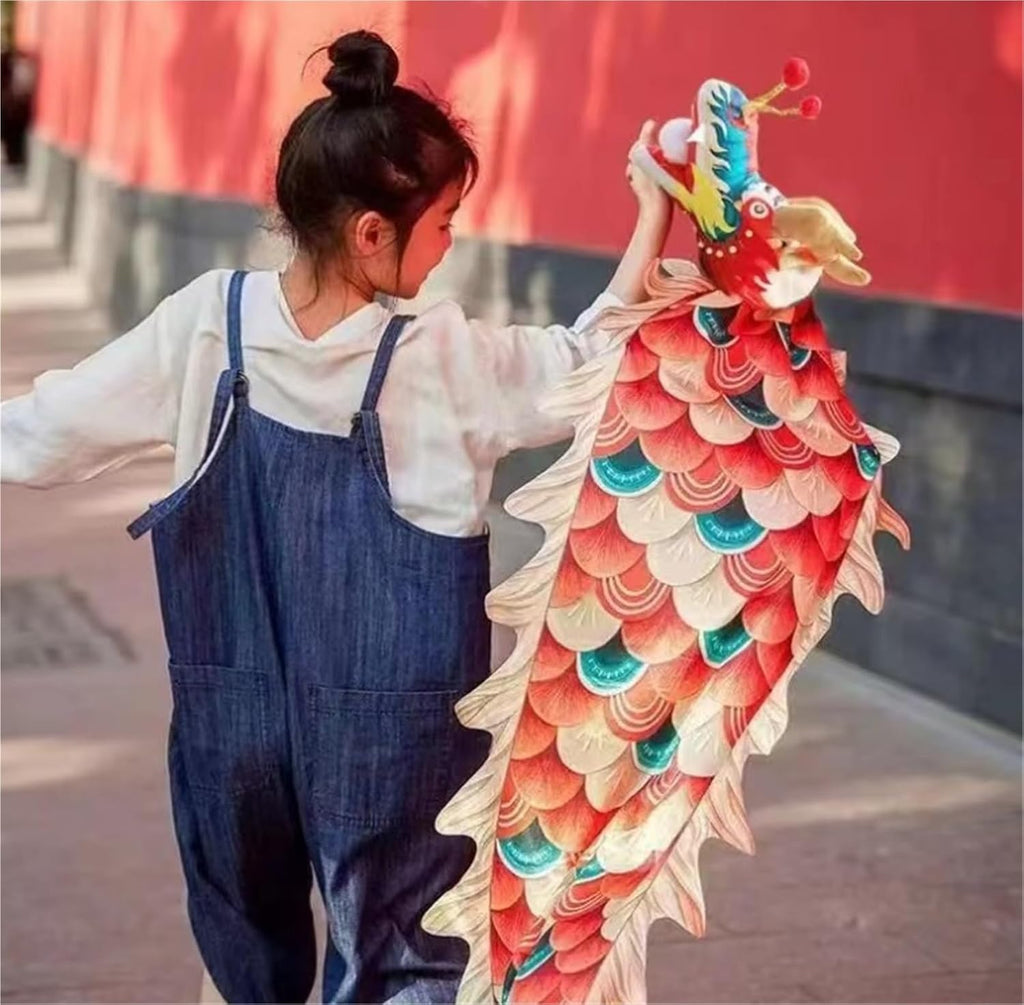 Chinese Dragon Costume Spinning Ribbons Silk Dragon Dance Poi Square Streamer Fitness Swing Dragon Ribbons Lion Dance Costume